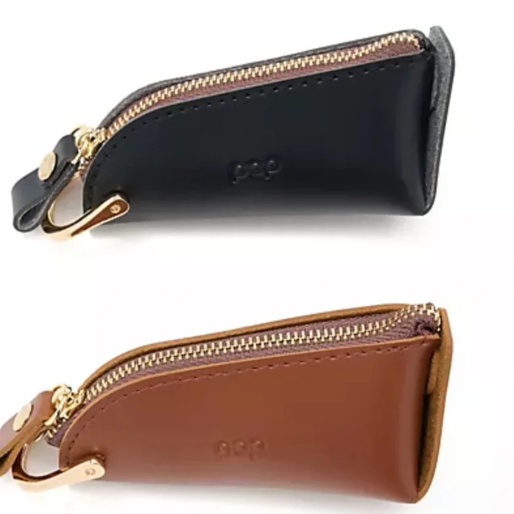 Leather Key Pouch - Black / Brown